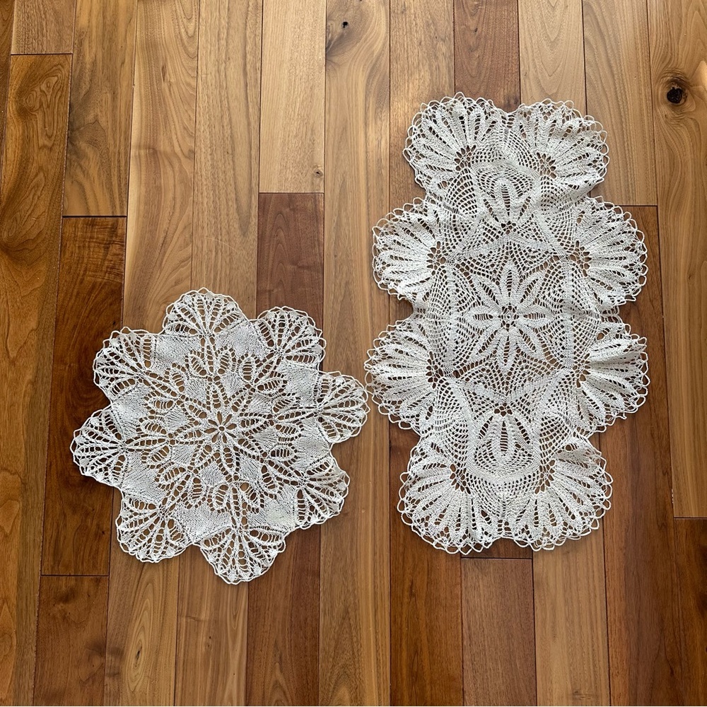 Vintage Crochet Doilies Handmade Set of two
